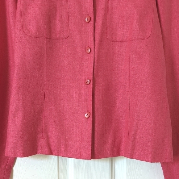 Dana Buchman 90's Vintage Lightweight Linen Collared Button Up Shacket Pink 10 - Picture 8 of 14